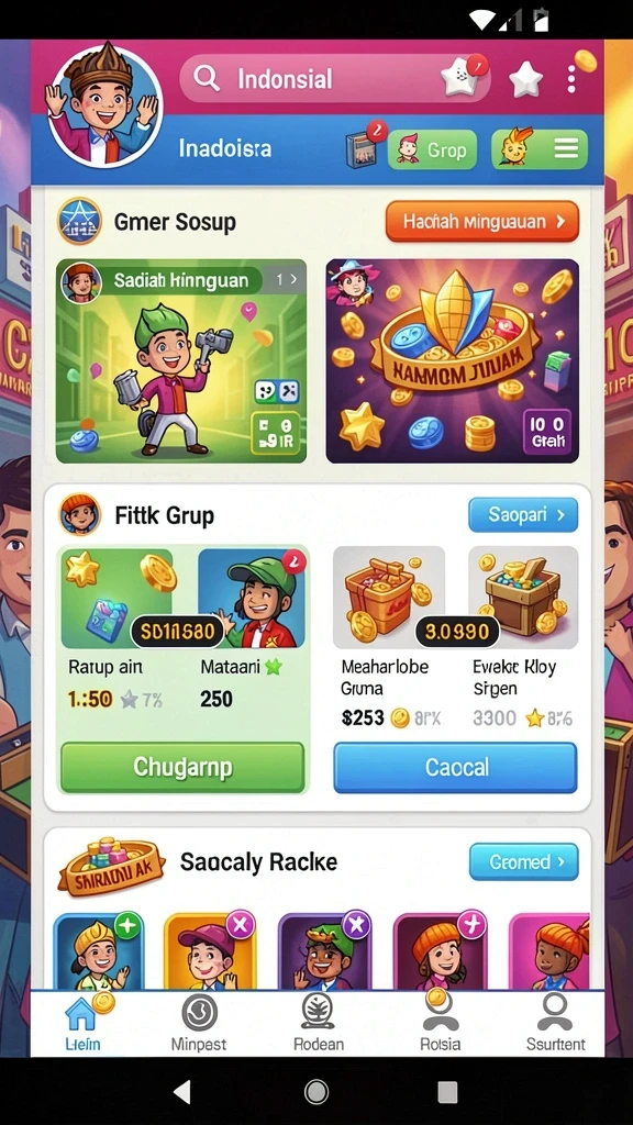 Tampilan awal permainan dengan menu yang menarik.