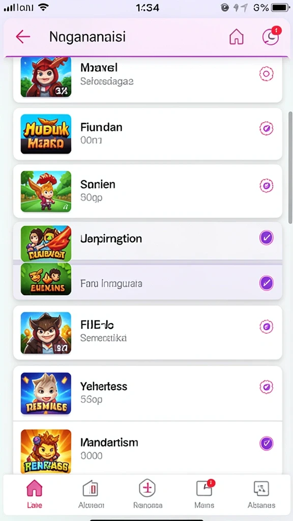 Screenshot menampilkan berbagai pilihan permainan kartu yang tersedia.